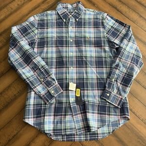 Polo Ralph Lauren Mens Multi Colored Classic Fit Plaid Oxford Shirt Size Medium